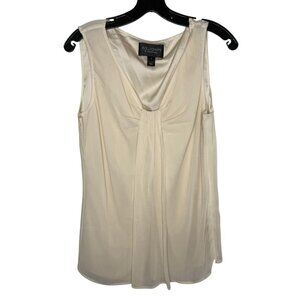 St. John Couture Ivory Tank Top Silk Blend Sleeveless Blouse Drape Neck Size 10